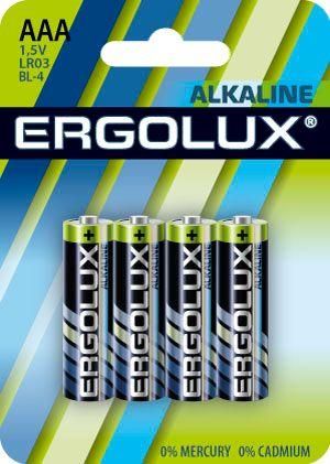 Элемент питания алкалиновый AAA/LR03 1.5В Alkaline BL-4 (блист.4шт) Ergolux 11744