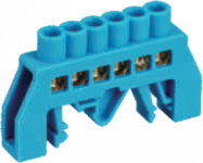 Шинка нулевая латунная универсальная 8х12мм 8 отв. Цвет синий