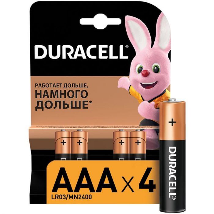 Элемент питания алкалиновый LR MN 2400/LR03 Basic BP-4 (блист.4шт) Duracell Б0014046/Б0026813