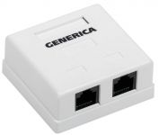 Розетка компьютерная 2-м ОП RJ45 кат.5E UTP GENERICA CS2-1C5EU-22-G Розетка компьютерная 2-м ОП RJ45 кат.5E UTP GENERICA CS2-1C5EU-22-G