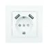 Розетка 1-м СП Минск 16А IP20 с заземл. защ. шторки с 2-мя заряд. устройствами USB 2.1А бел. EKF ERR16-028-100-2USB