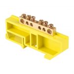 Шина нулевая N 6х9 6 отверстий желтый изолятор на DIN-рейку латунь PROxima EKF sn0-63-06-dz Шина нулевая N 6х9 6 отверстий желтый изолятор на DIN-рейку латунь PROxima EKF sn0-63-06-dz